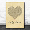 Bob Marley Only Once Vintage Heart Song Lyric Music Poster Print