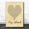 Twenty One Pilots My Blood Vintage Heart Song Lyric Music Poster Print