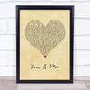 James TW You & Me Vintage Heart Song Lyric Music Poster Print