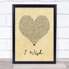 R Kelly I Wish Vintage Heart Song Lyric Music Poster Print