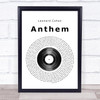 Leonard Cohen Anthem Vinyl Record Song Lyric Music Poster Print