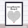 Taylor Swift ft. Ed Sheeran Everything Has Changed White Heart Song Lyric Music Poster Print