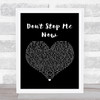 Queen Don't Stop Me Now Black Heart Song Lyric Music Wall Art Print