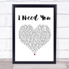 Faith Hill and Tim McGraw I Need You White Heart Song Lyric Music Poster Print