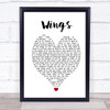 Birdy Wings] White Heart Song Lyric Music Poster Print