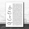 Joni Mitchell A Case Of You White Script Song Lyric Music Poster Print