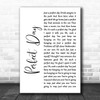 Lou Reed Perfect Day White Script Song Lyric Music Poster Print