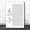 Frank Turner Get Better White Script Song Lyric Music Poster Print