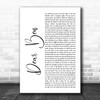 Loyle Carner & Jean Coyle-Larner Dear Ben White Script Song Lyric Music Poster Print