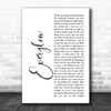 Coldplay Everglow White Script Song Lyric Music Poster Print