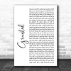 Josh Groban Granted White Script Song Lyric Music Poster Print