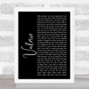 Amy Winehouse Valerie Black Script Song Lyric Print