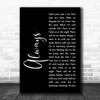 Erasure Always Black Script Song Lyric Print