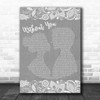 Harry Nilsson Without You Burlap & Lace Grey Song Lyric Quote Print