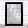 Whitney Houston I Will Always Love You Man Lady Dancing Grey Song Lyric Print