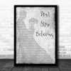 Journey Don't Stop Believing Man Lady Dancing Grey Song Lyric Quote Print