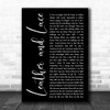Stevie Nicks Leather And Lace Black Script Song Lyric Music Wall Art Print