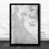 Doris Day Que Sera, Sera Grey Song Lyric Man Lady Dancing Quote Print
