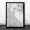 Oasis Grey Song Bird Man Lady Dancing Grey Song Lyric Quote Print