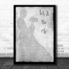 Elvis Presley Let It Be Me Man Lady Dancing Grey Song Lyric Print