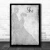 Jen foster She Man Lady Dancing Grey Song Lyric Quote Print