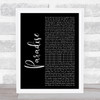 George Ezra Paradise Black Script Song Lyric Music Wall Art Print