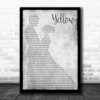 Coldplay Yellow Grey Man Lady Dancing Song Lyric Print