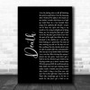 White Lies Death Black Script Song Lyric Music Wall Art Print