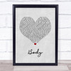 Loud Luxury feat. Brando Body Grey Heart Song Lyric Print