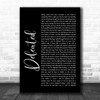 Anastacia Defeated Black Script Song Lyric Music Wall Art Print