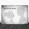 Whitney Houston Greatest Love Of All Man Lady Couple Grey Song Lyric Quote Print