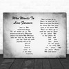 Queen Who Wants To Live Forever Grey Man Lady Couple Song Lyric Print