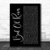 Bon Jovi Bed Of Roses Black Script Song Lyric Music Wall Art Print