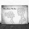The Beatles Here Comes The Sun Man Lady Couple Grey Song Lyric Quote Print