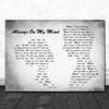 Elvis Presley Always On My Mind Man Lady Couple Grey Song Lyric Quote Print