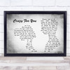 Madonna Crazy For You Man Lady Couple Grey Song Lyric Quote Print