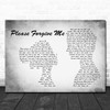Bryan Adams Please Forgive Me Man Lady Couple Grey Song Lyric Print