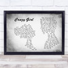 Eli Young Band Crazy Girl Man Lady Couple Grey Song Lyric Quote Print