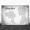 Eli Young Band Crazy Girl Man Lady Couple Grey Song Lyric Quote Print