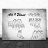 Staind All I Want Man Lady Couple Grey Song Lyric Quote Print