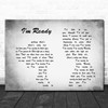 Bryan Adams I'm Ready Man Lady Couple Grey Song Lyric Quote Print