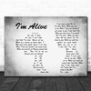 Celine Dion I'm Alive Man Lady Couple Grey Song Lyric Quote Print