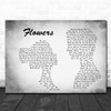Sweet Female Attitude Flowers Man Lady Couple Grey Song Lyric Quote Print