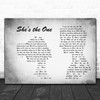 Robbie Williams She's The One Grey Man Lady Couple Song Lyric Print