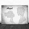 Sarah McLachlan Angel Man Lady Couple Grey Song Lyric Quote Print