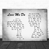 The Beatles Love Me Do Man Lady Couple Grey Song Lyric Print