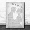 U2 With Or Without You Man Lady Bride Groom Wedding Grey Song Lyric Quote Print