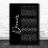 Gabrielle Dreams Black Script Song Lyric Music Wall Art Print