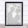 Elvis Presley Only You Man Lady Bride Groom Wedding Grey Print