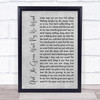Elvis And The Grass Won't Pay No Mind Rustic Script Grey Song Lyric Print